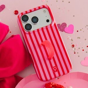 Pink Striped Phone Case with Grip